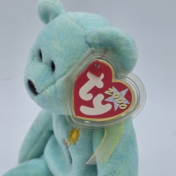 Vintage 2000 TY Beanie Babies Ariel Green AIDS Memory Teddy Bear - Picture 3 of 8